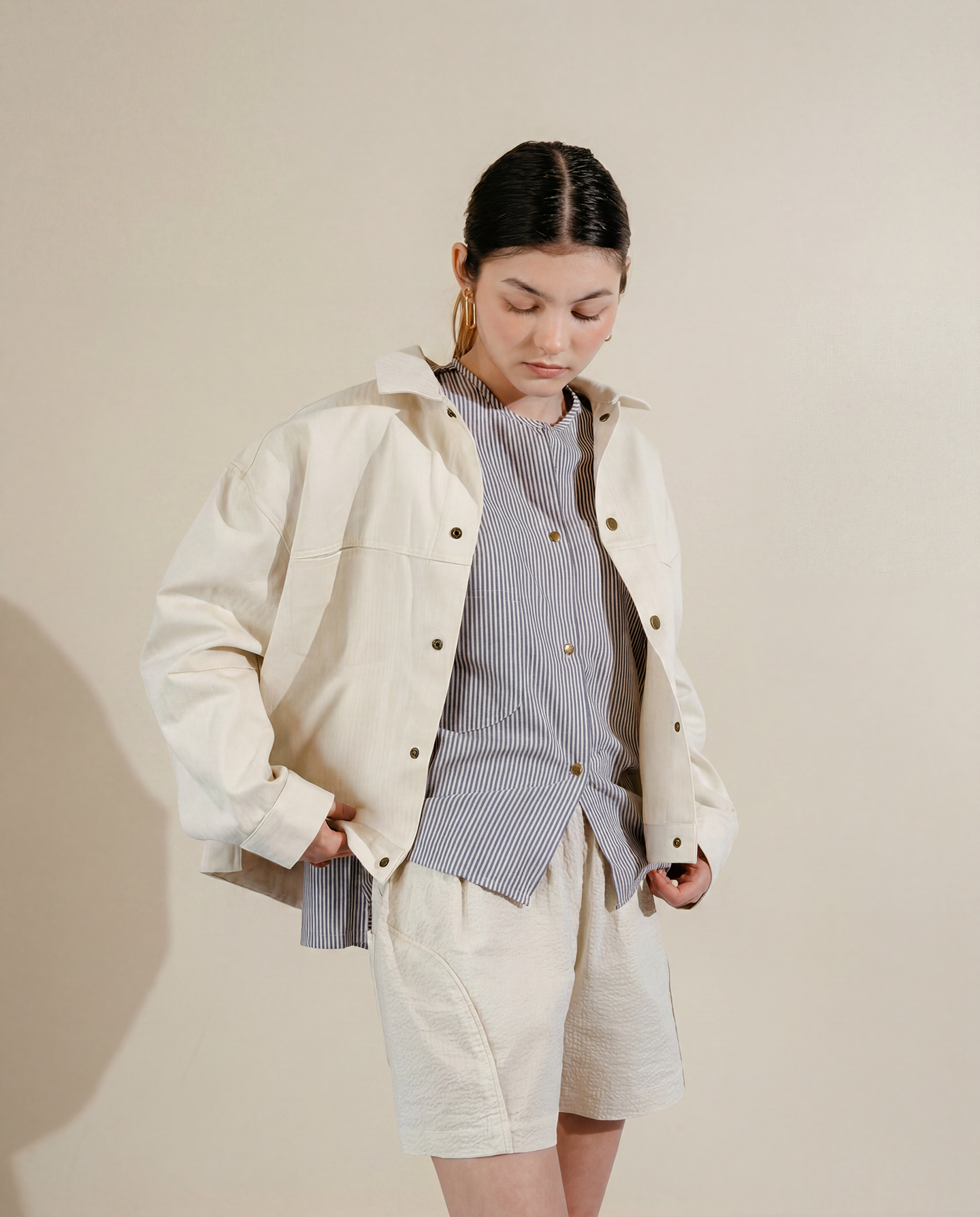 Ivory Herringbone Rider Jacket