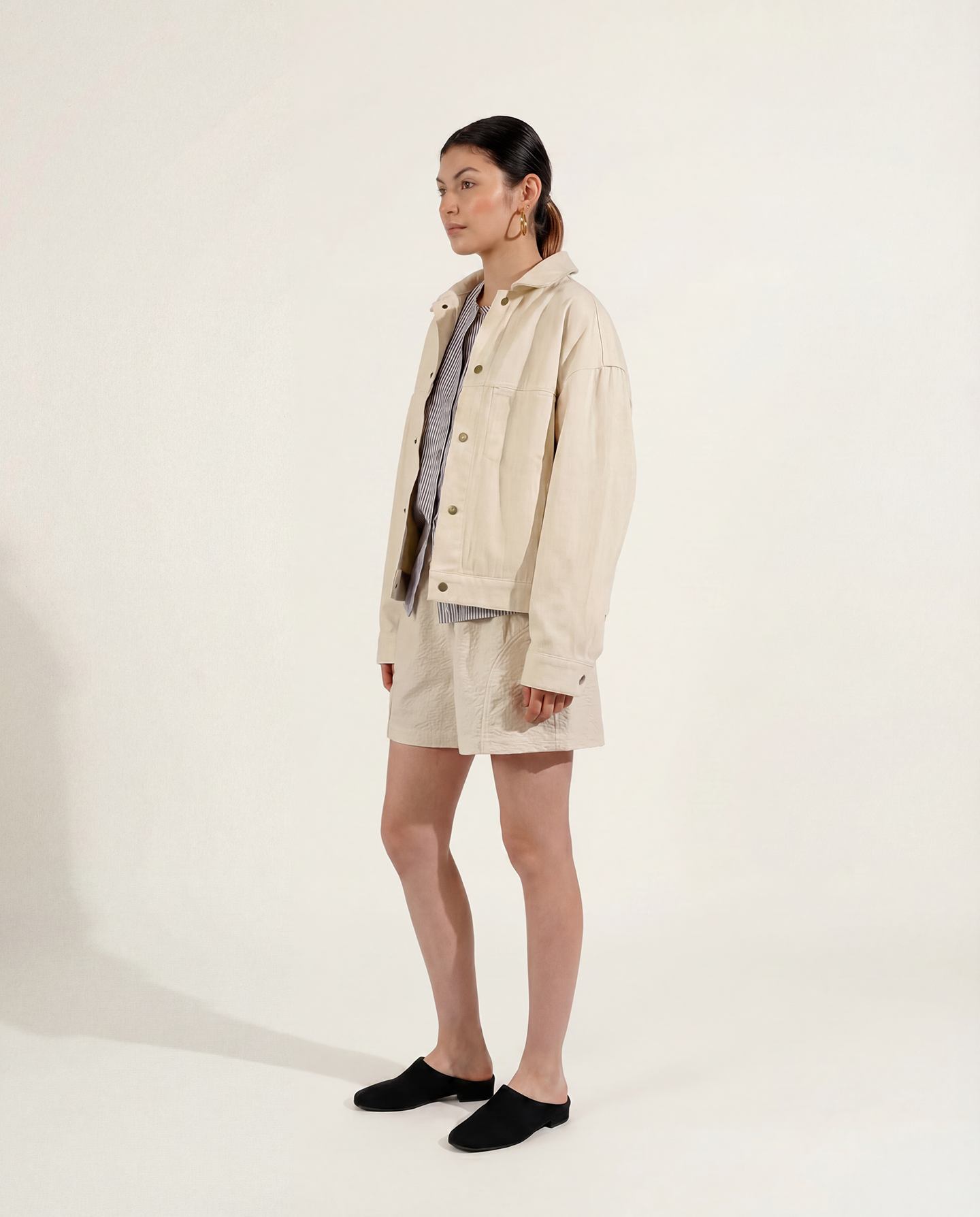 Ivory Herringbone Rider Jacket