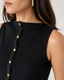 Black Knit Snap Front Tank