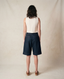 High-Waisted Denim Travel Shorts