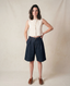 High-Waisted Denim Travel Shorts