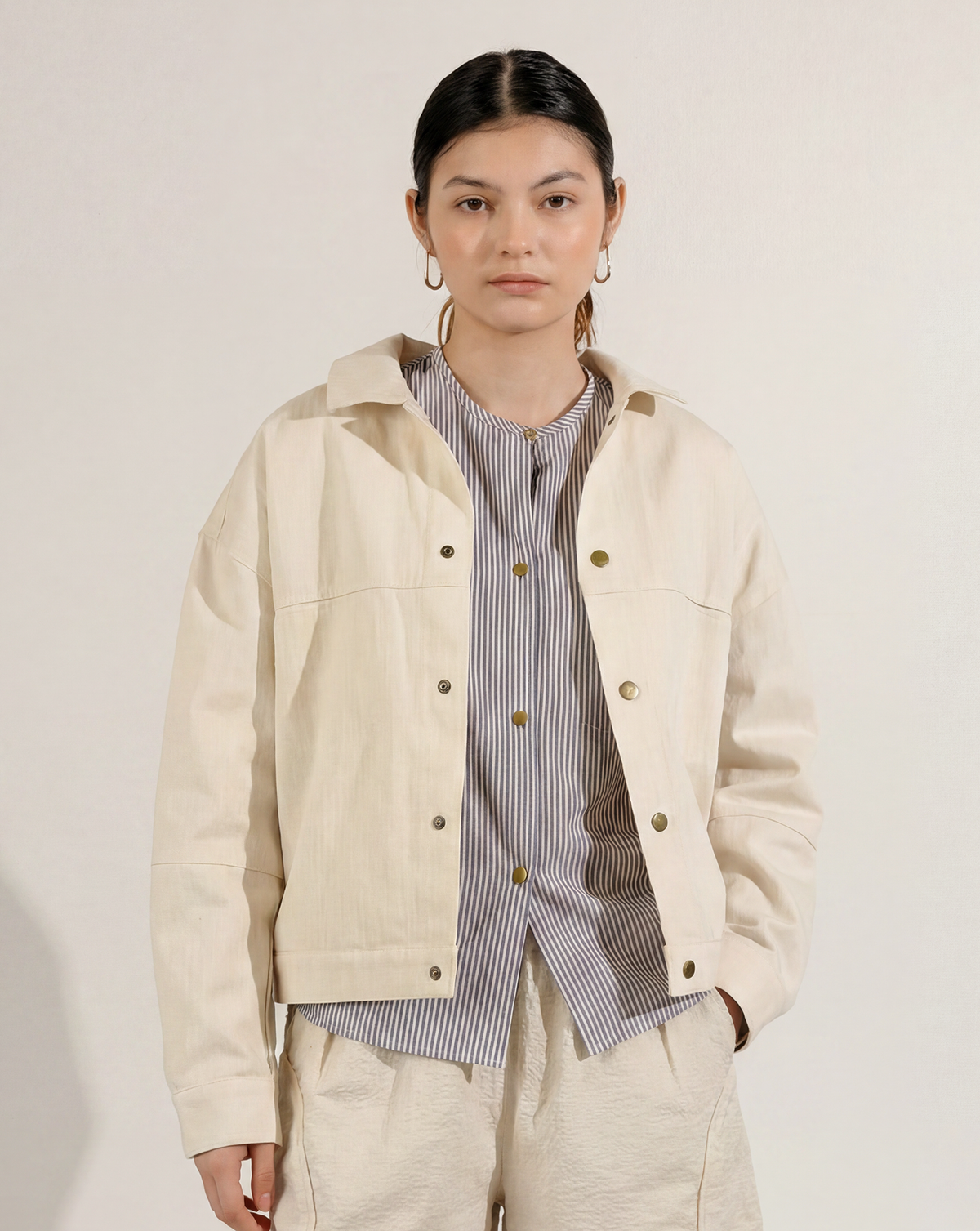 Ivory Herringbone Rider Jacket