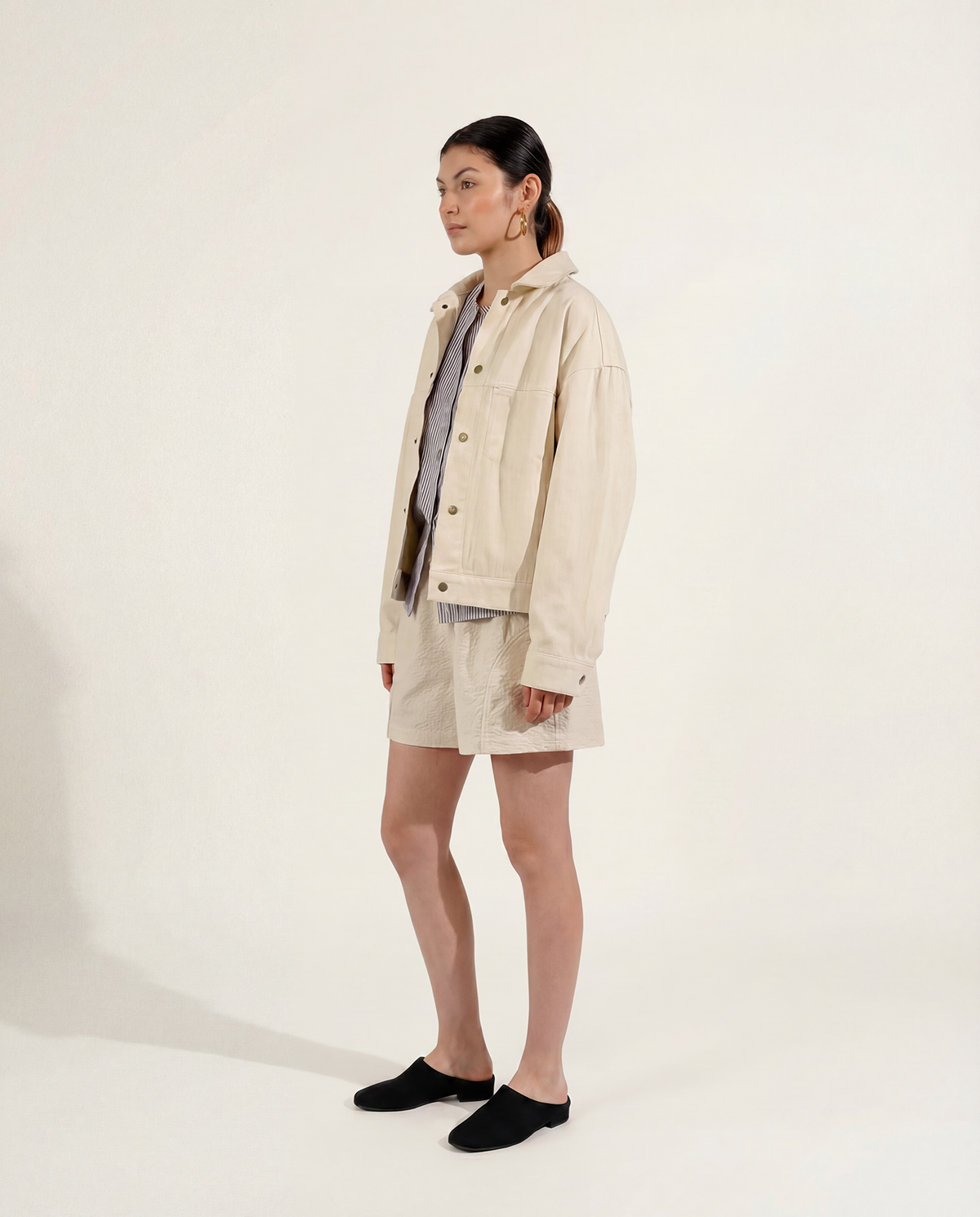Ivory Herringbone Rider Jacket
