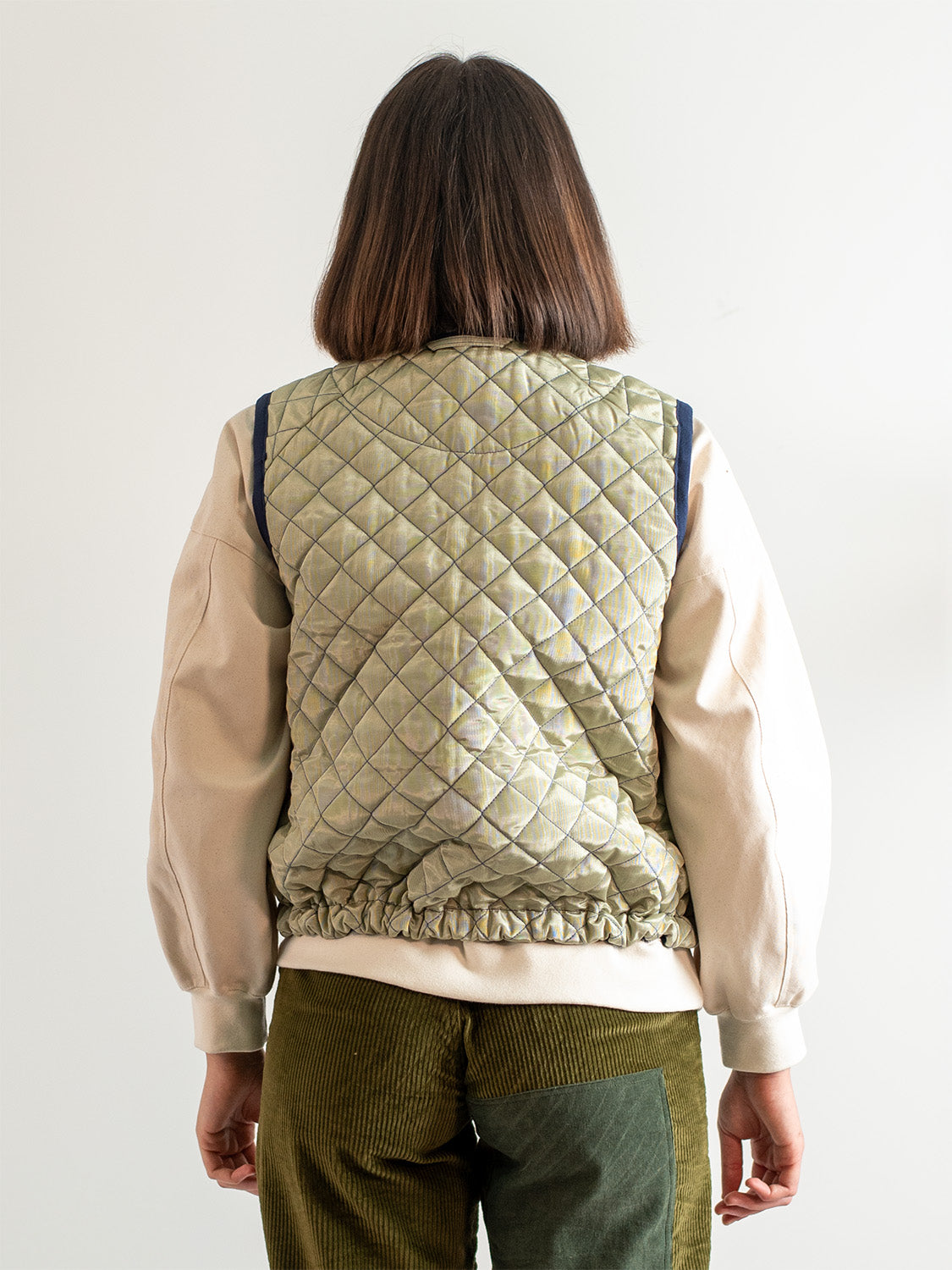 Sage Cotton Moiré Quilted Vest