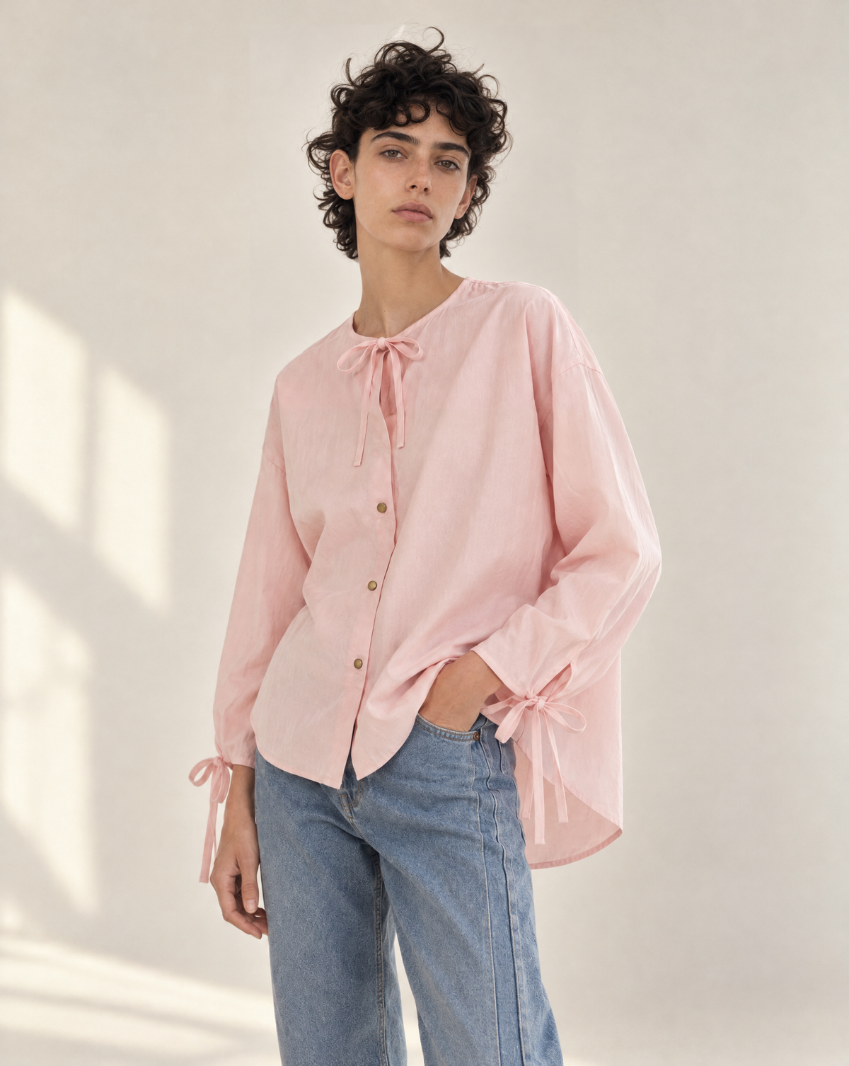 Pale Pink Tie Shirt