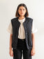 Black Cotton Moiré Quilted Vest