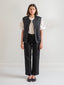 Black Cotton Moiré Quilted Vest