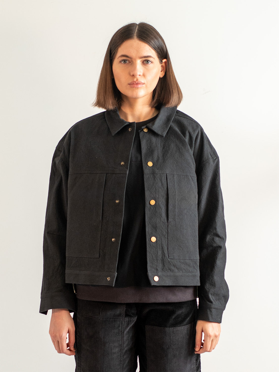 Black Varsity Jacket – Canvas Snap Workwear