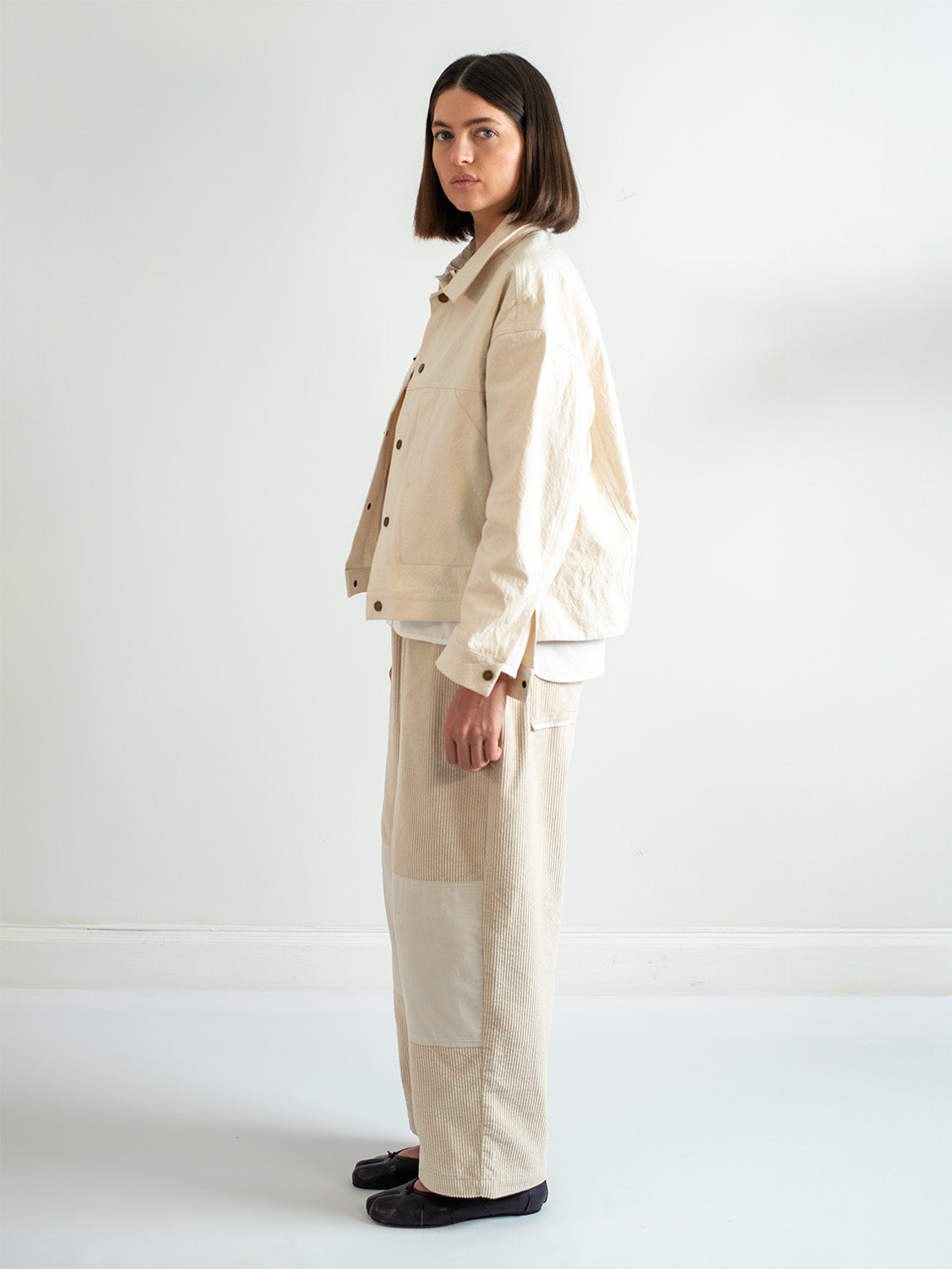 Ivory Velvet Corduroy Pants