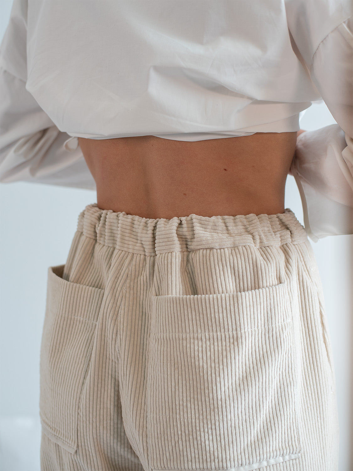 Ivory Velvet Corduroy Pants