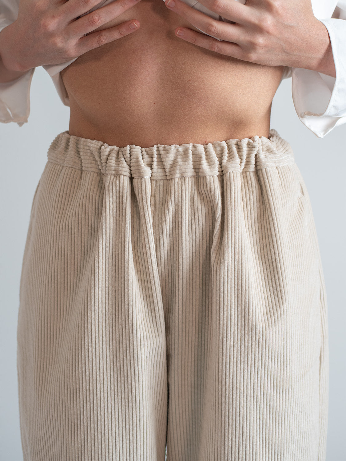 Ivory Velvet Corduroy Pants