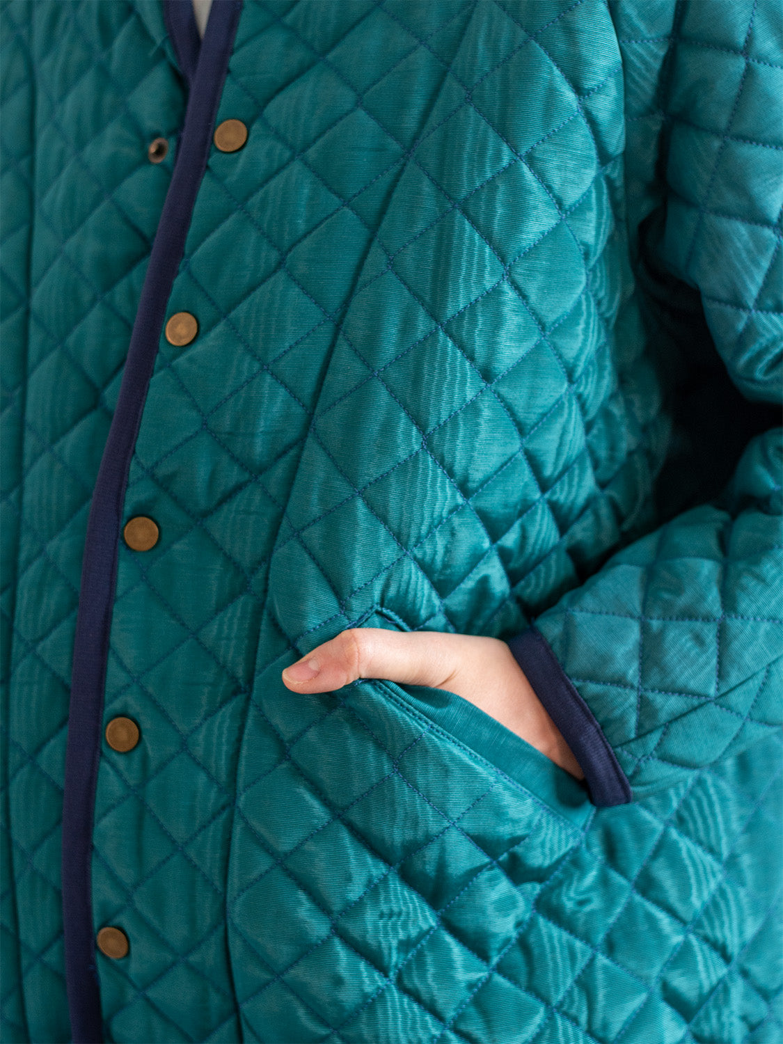 Blue Spruce Moiré Cotton Quilt Jacket