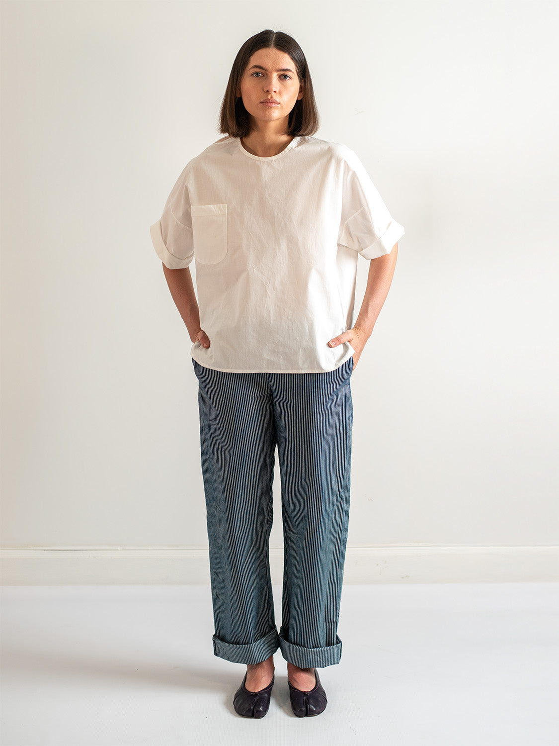 Railroad Stripe Denim Garden Pants