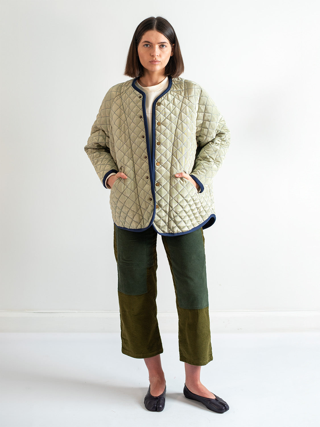 Sage Moiré Cotton Quilt Jacket