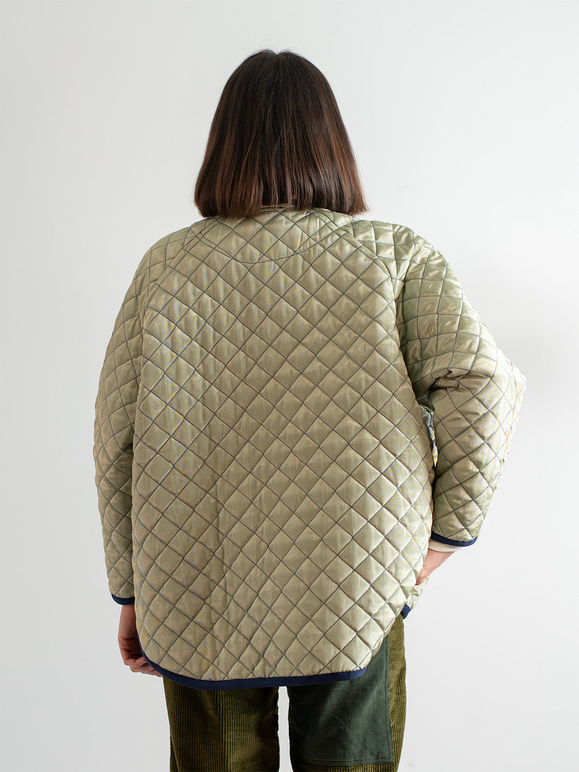 Sage Moiré Cotton Quilt Jacket