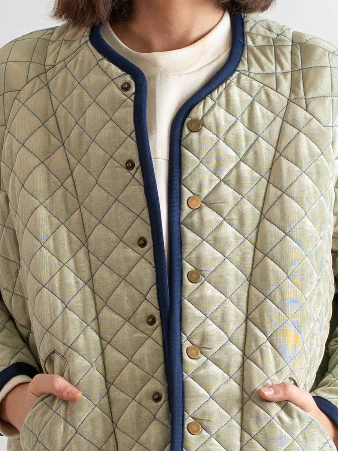 Sage Moiré Cotton Quilt Jacket