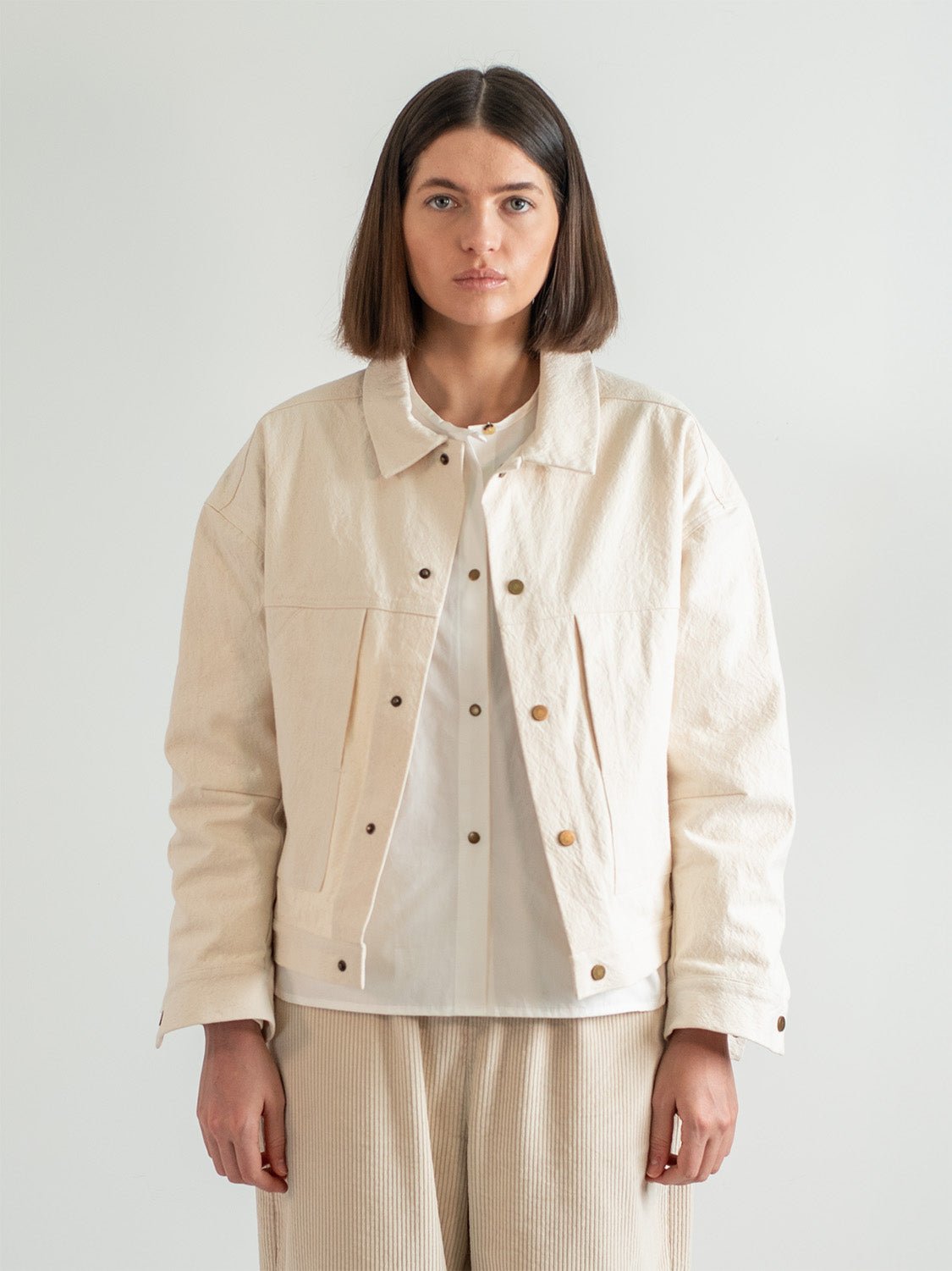 Ivory Varsity Jacket – Canvas Snap Workwear