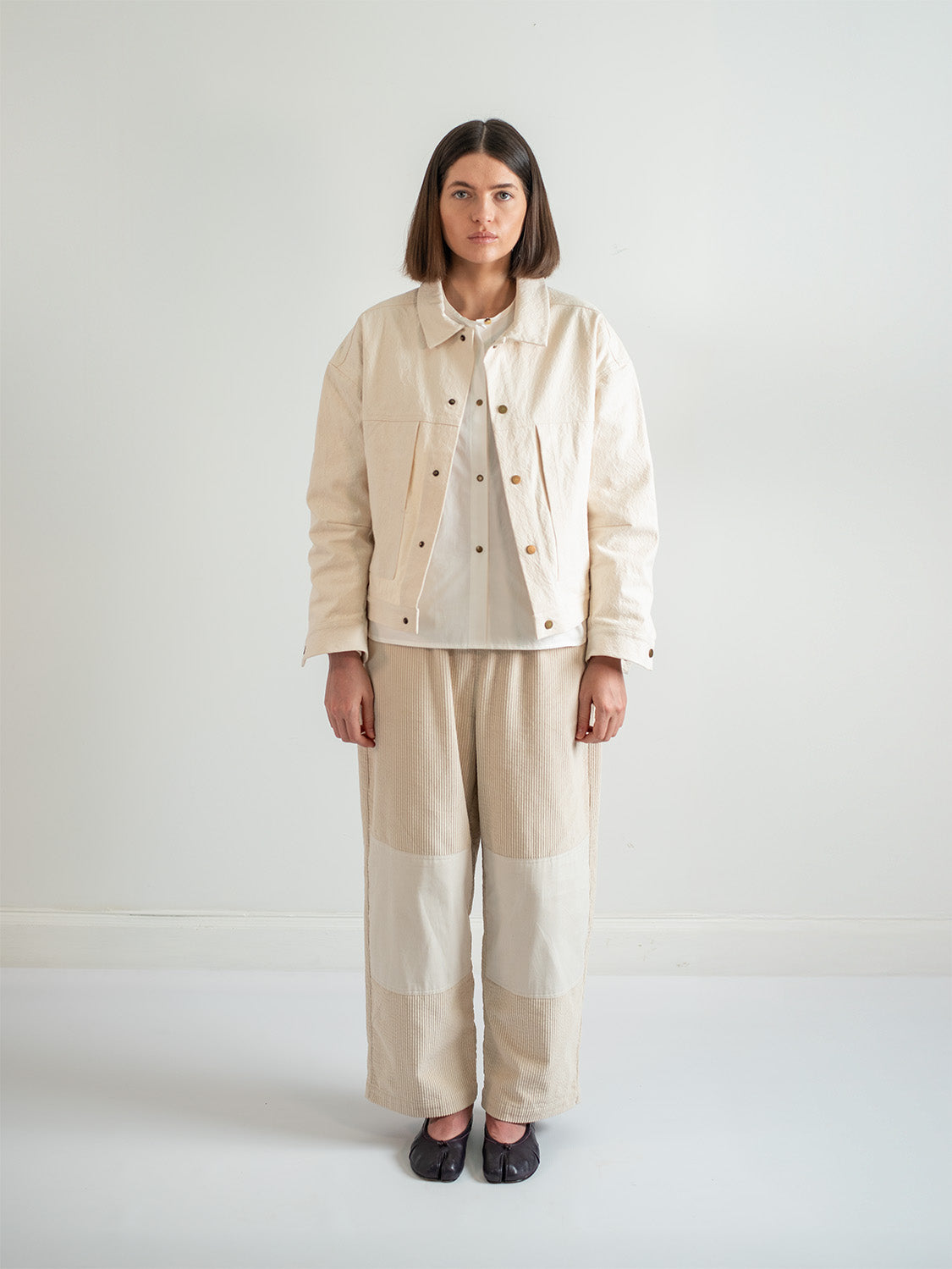 Ivory Varsity Jacket – Canvas Snap Workwear