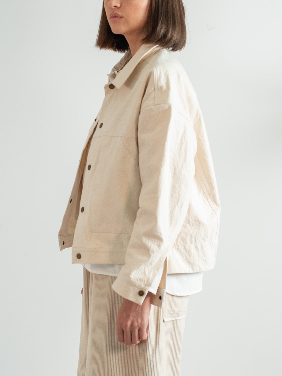 Ivory Varsity Jacket – Canvas Snap Workwear